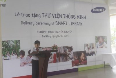 LỜI PHÁT BIỂU CỦA HỌC SINH TRONG LỄ ĐÓN NHẬN DỰ ÁN THƯ VIỆN THÔNG MINH SAMSUNG
